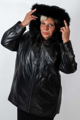 Women's winter leather jacket Siana Black